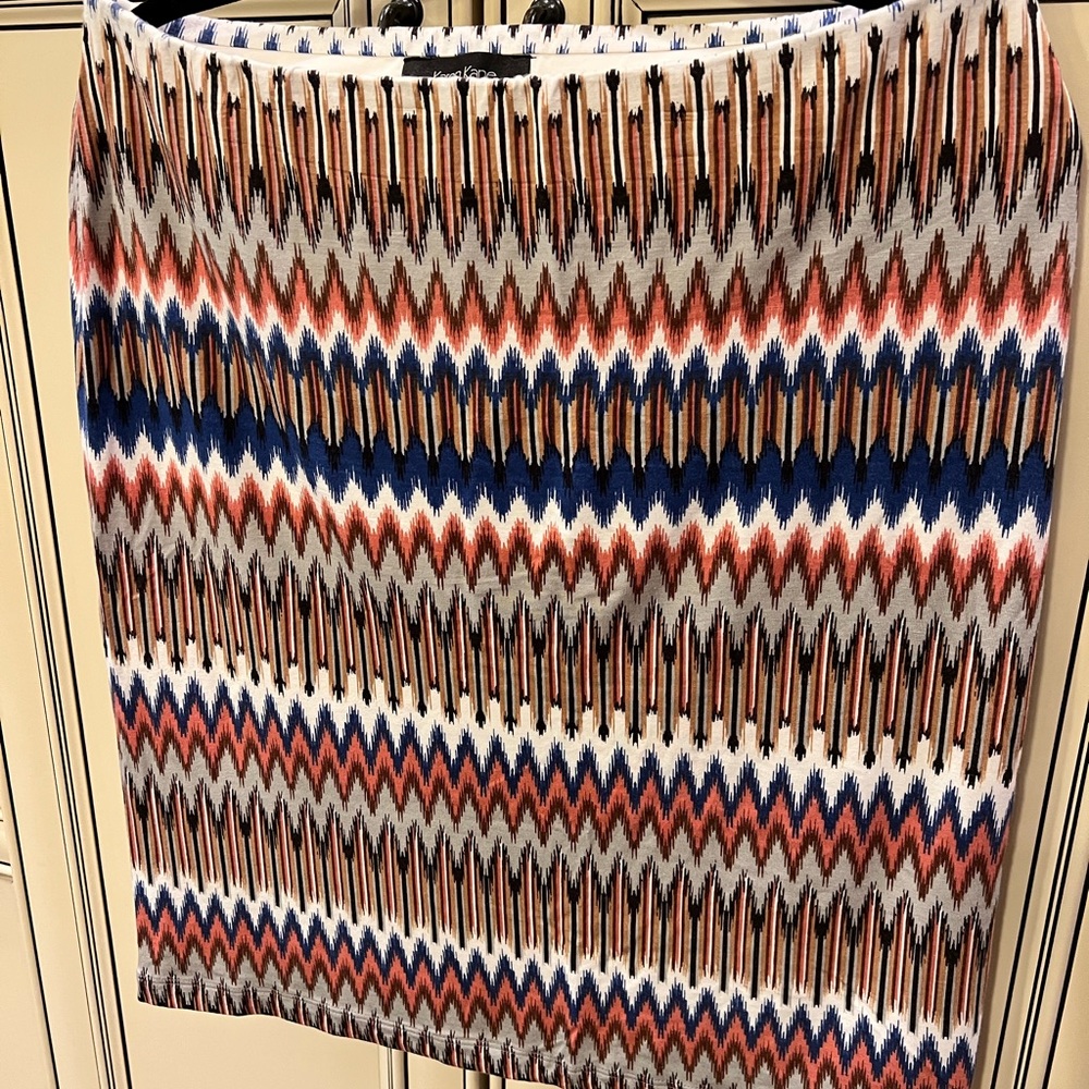 Karen Kane Red and Blue Zigzag Pencil Skirt